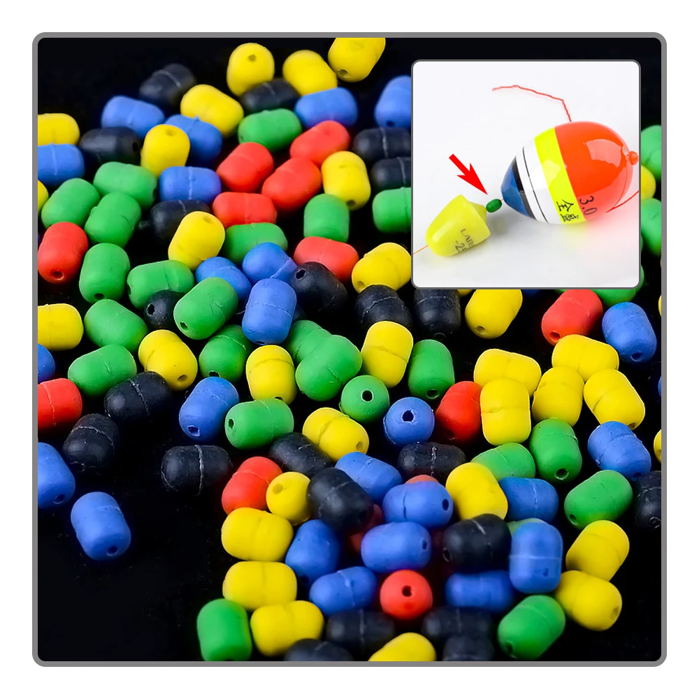 50Pcs Rock Fishing Color Soft Rubber Anti-Collision Block Beans Abo Float Line Hole Buffer Protection Bean Fishing Accessories