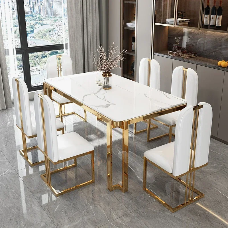 Unieke luxe tafelstoelen Moderne poten Metalen design Rechthoekige eettafel Ruimtebesparend Scandinavisch Mesa De Comedor-meubilair