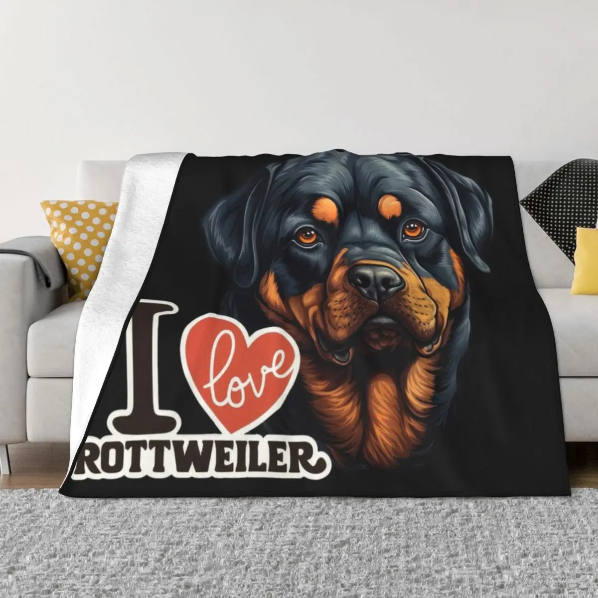 

Rottweiler Dog Blankets Soft Warm Flannel Throw Blanket Plush for Bed Living room Picnic Travel Home Sofa