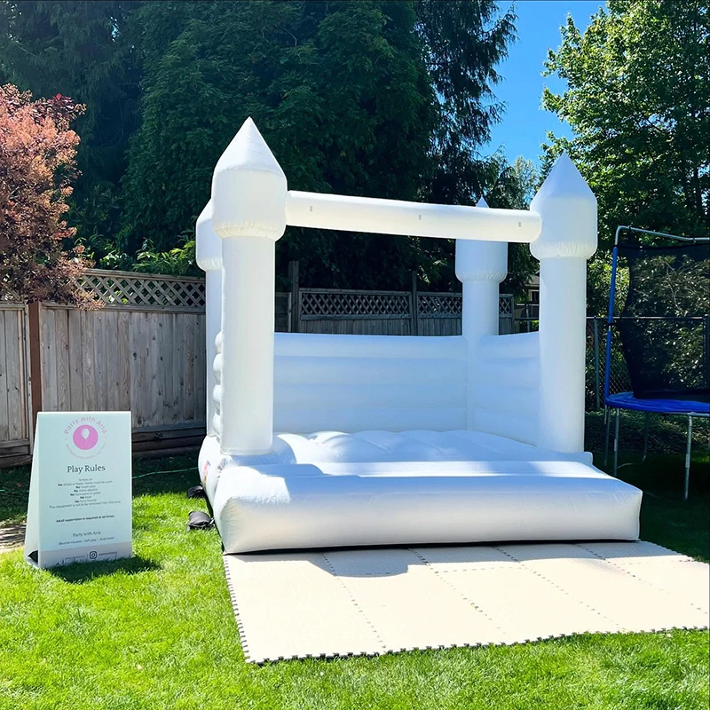Casa de rebote de grado de 4M, color blanco, para niños, fiestas, eventos, decoración de jardín de boda, parque infantil al aire libre, Castillo saltador con soplador