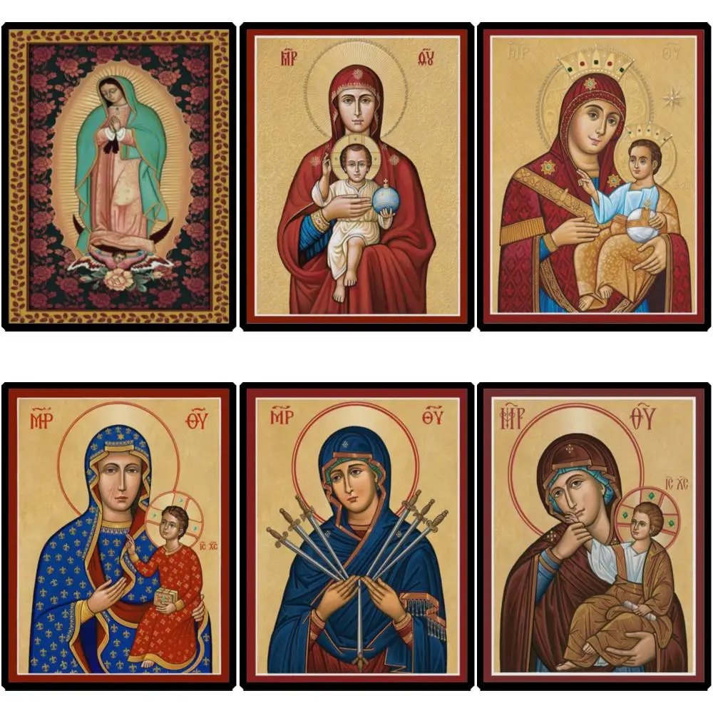 Theotokos Virgin Mary Icon HD Canvas Print Panagia Greek Orthodox Byzantine Mother of God Large Wall Art for Religous Home Decor