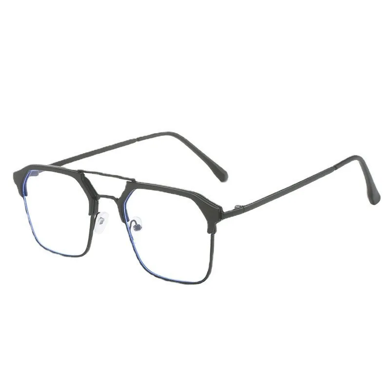 Photochromic Anti Radiation Blue Light Eyeglasses Square Metal Frame Computer Glasses for Women Men Replaceable Lens
