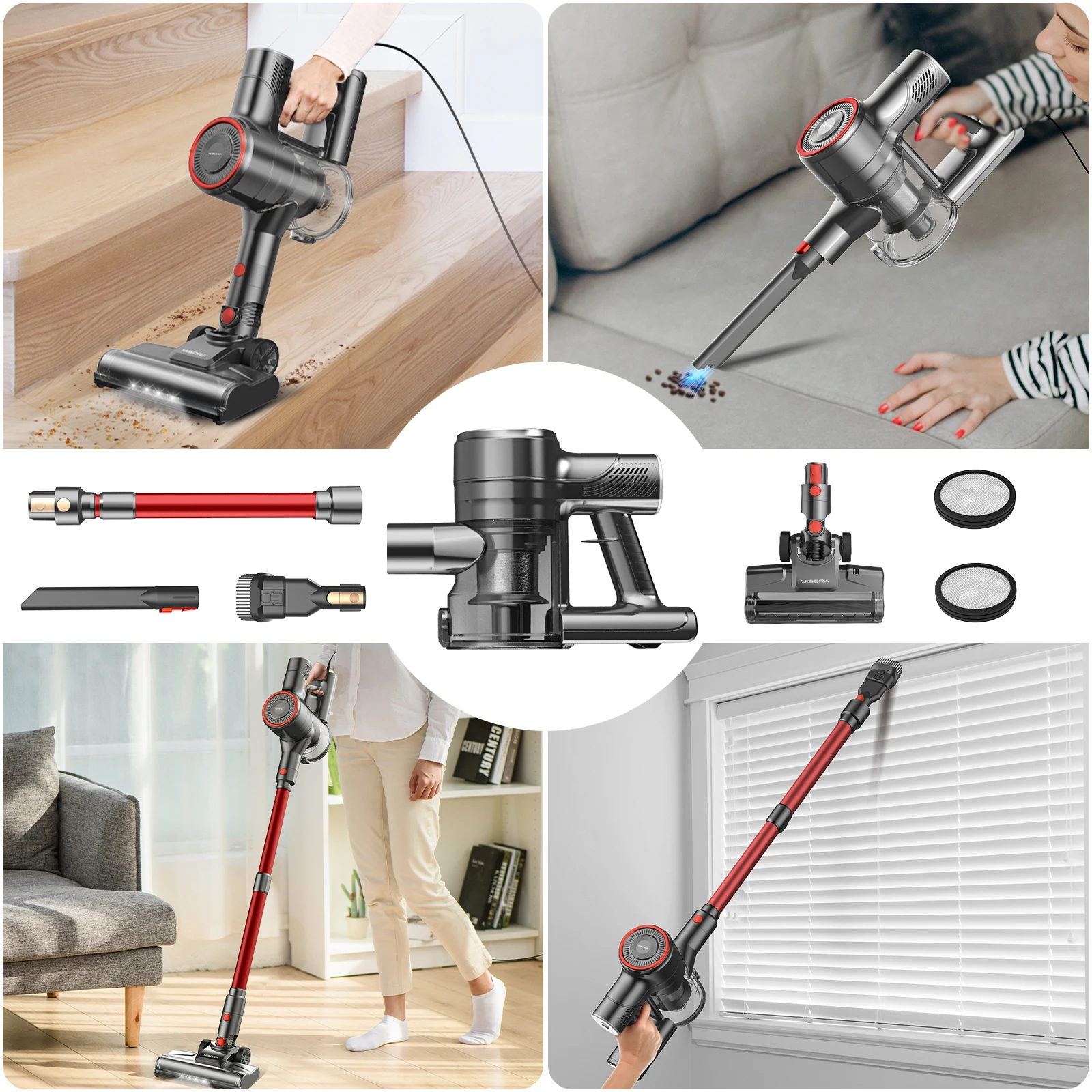 YISORA I8 6M/20ft Cable 23 Kpa 600 W No Bag vacuum cleaner Crumb Vacuum Cleaner For Hard Floor Carpets Pet Hands