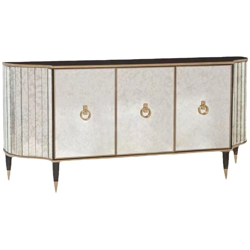 

American light luxury solid wood porch cabinet Entry foyer storage cabinet Modern restaurant Mirror side cabinet Locker