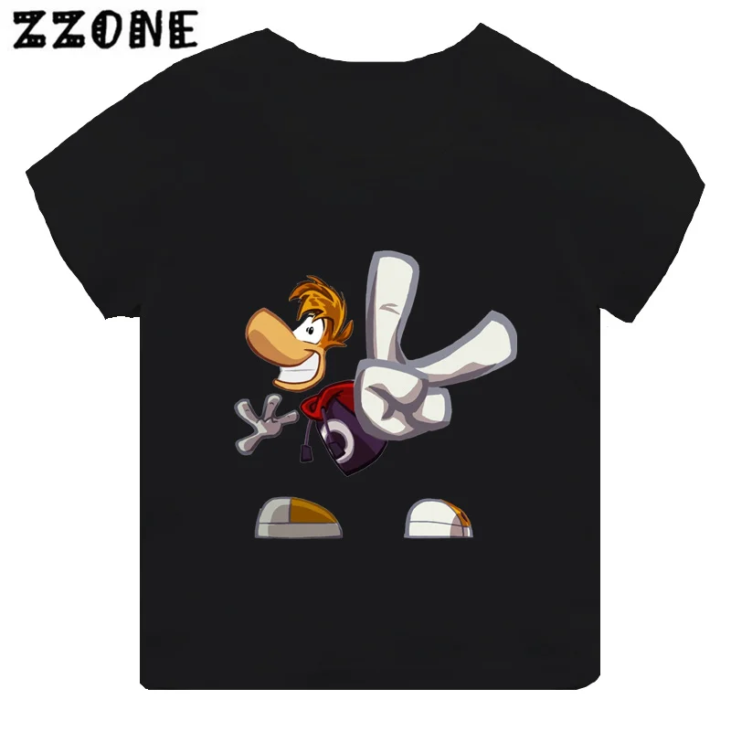 Rayman Legends Adventures Game Print Kids T-shirt Funny Girls Clothes Baby Boys Black Short Sleeve T shirt Children Tops,TH5886