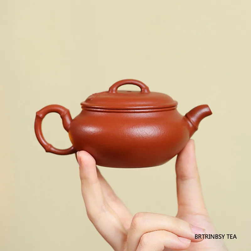 140ml Tradition Yixing Purple Clay Teapot Handmade Bamboo Joint Tea Pot Household Beauty Kettle Chinese Zisha Teaware Collection