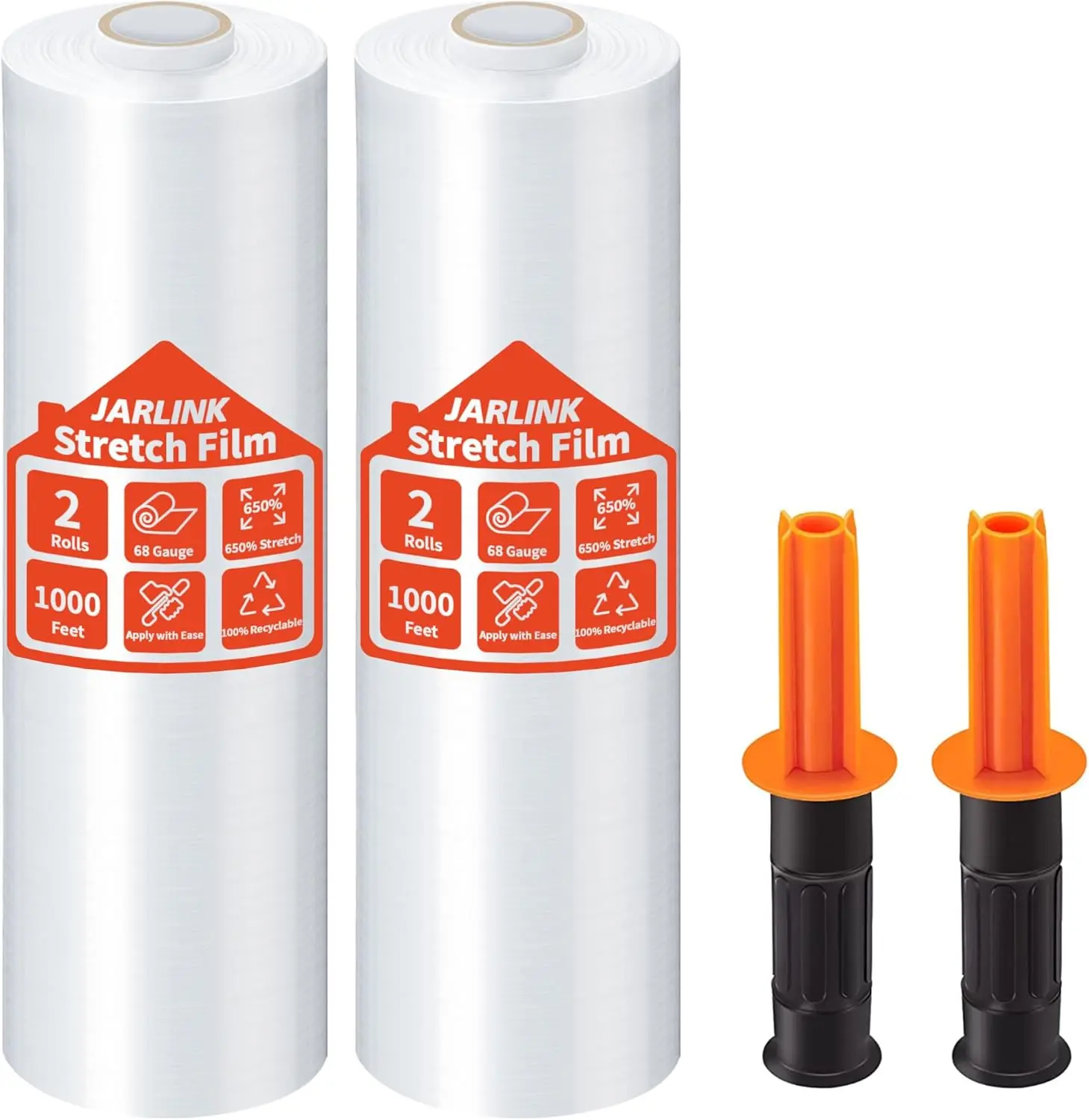 Paquete de 2 Rollos de Film Estirable, Envoltura para Palés de 15" x 1000 pies, Resistencia Industrial con Estiramiento de hasta 650% con Asas, Embalaje Transparente de Alta Resistencia