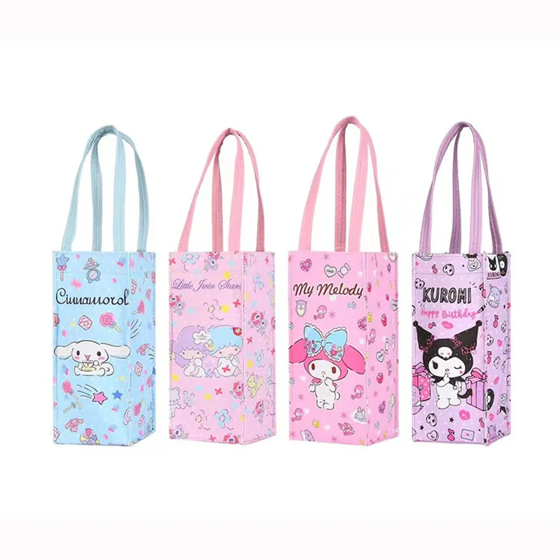 Hello Kitty Bags Cartoon Merlot Kuromi Cinnamon Dog Portable Water Cup Storage Bag Leather Waterproof Umbrella Water Bottle Bag