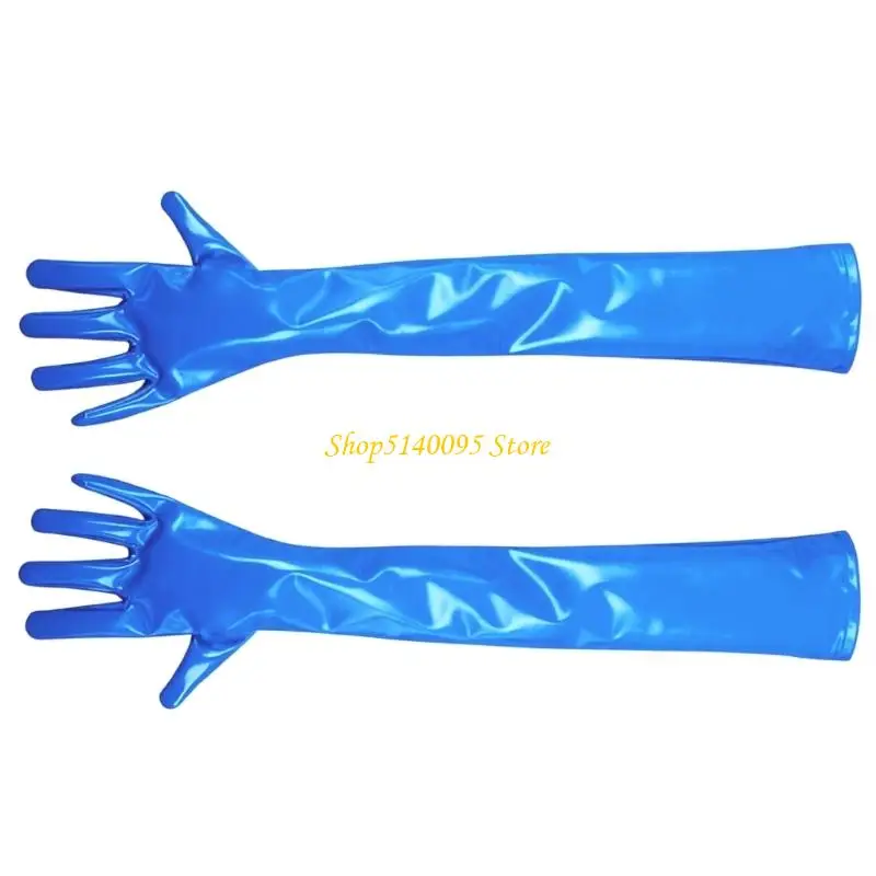 

DXAE женские длинные перчатки из искусственной кожи, женские перчатки с металлическими пальцами для костюма на Хэллоуин,