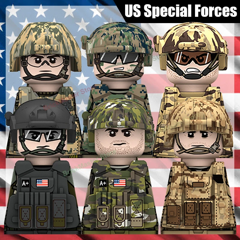 

MOC City Military US Special Forces Building Blocks SWAT SEAL Air Force Navy Soldier Figures Police Helmet Vest Bricks Toy Gifts
