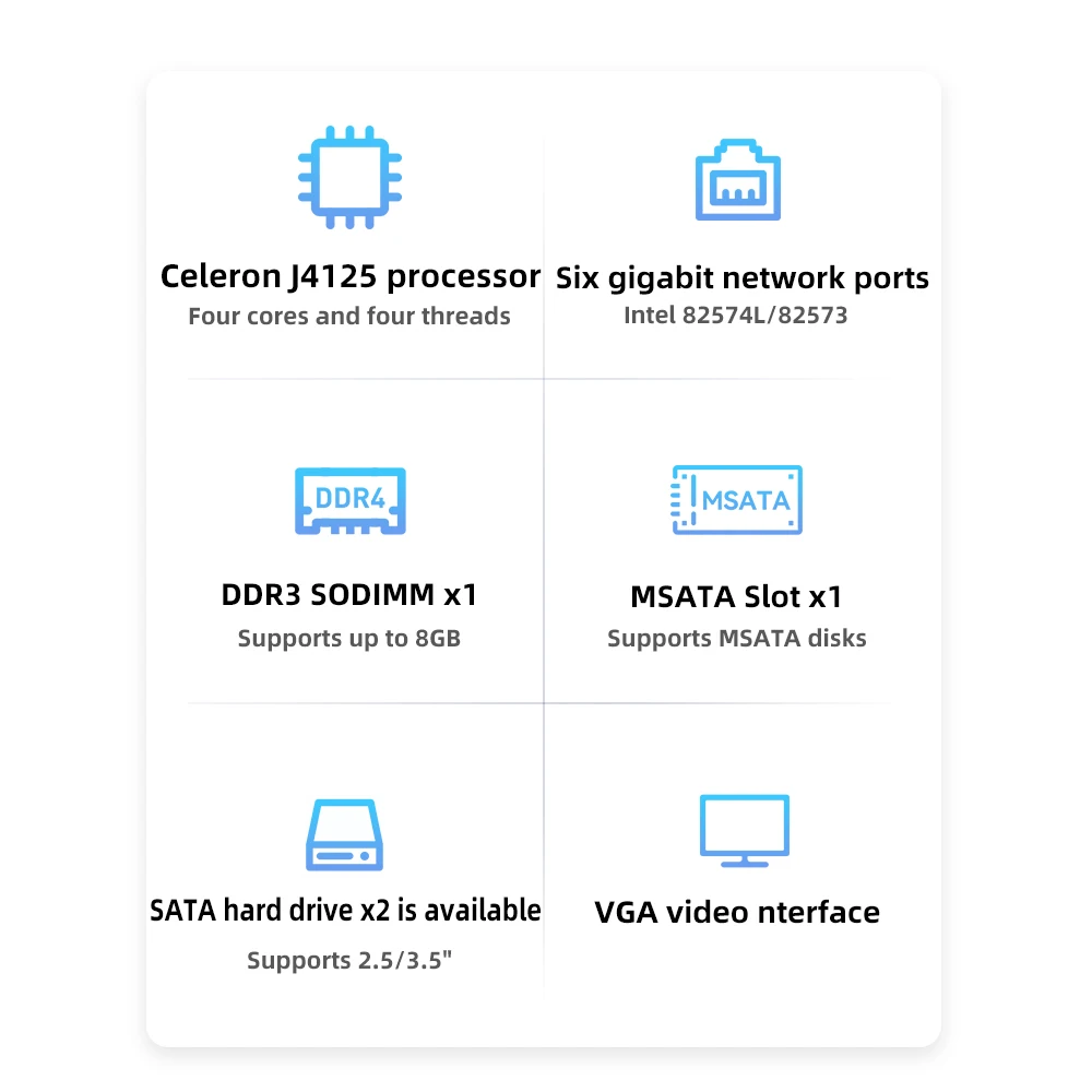 Helor-servidor de seguridad de red, dispositivo Firewall 1U, Gateway Linux Pfsense Rackmount PC PoE i5 3210M 3805 J4125 6 * LAN