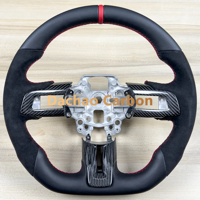 

Black Smooth Leather Steering Wheel For FORD MUSTANG 2018 2019 2020 2021 2022 2023 GT High Quality Sport Wheel Custom Style