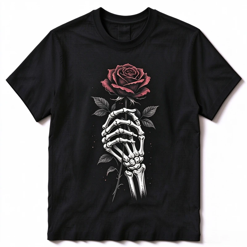 Unisex Steampunk Clock Rose Graphic T Shirt Vintage Mechanical Watch Floral Thorns Short Sleeve Casual Street Tee Harajuku Tops
