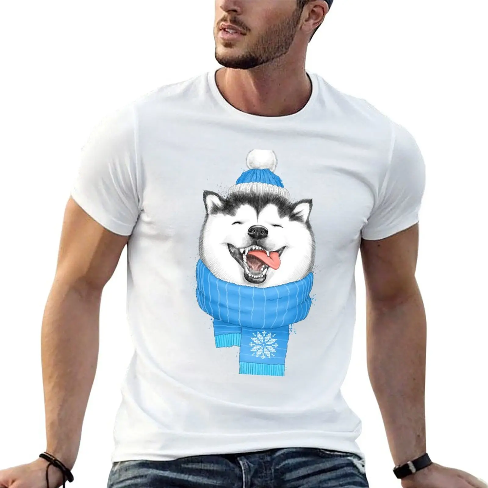 happy husky T-Shirt hippie clothes cheap stuff mens plain t shirts