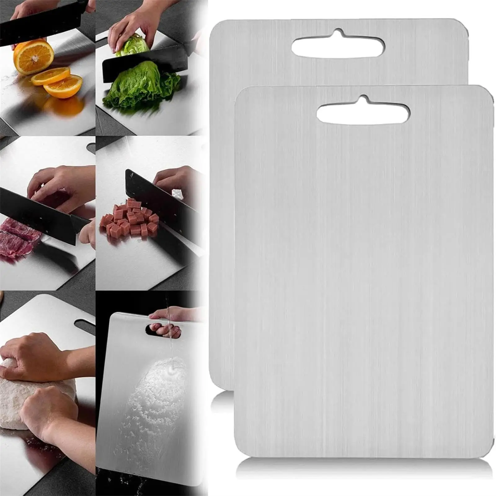 

Kitchen Titanium Cutting Board Double-Sided Thicken Chopping Board 304 Stainless steel Food Grade Meat Fruits Vegetables Board