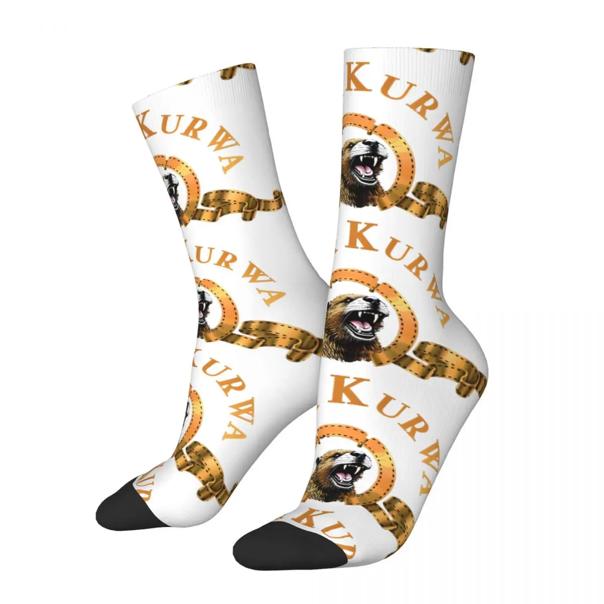 Hip Hop Retro Fierce Bear Crazy Men's compression Socks Unisex Bobr Kurwa Harajuku Seamless Printed Funny Novelty Crew Boys Gift