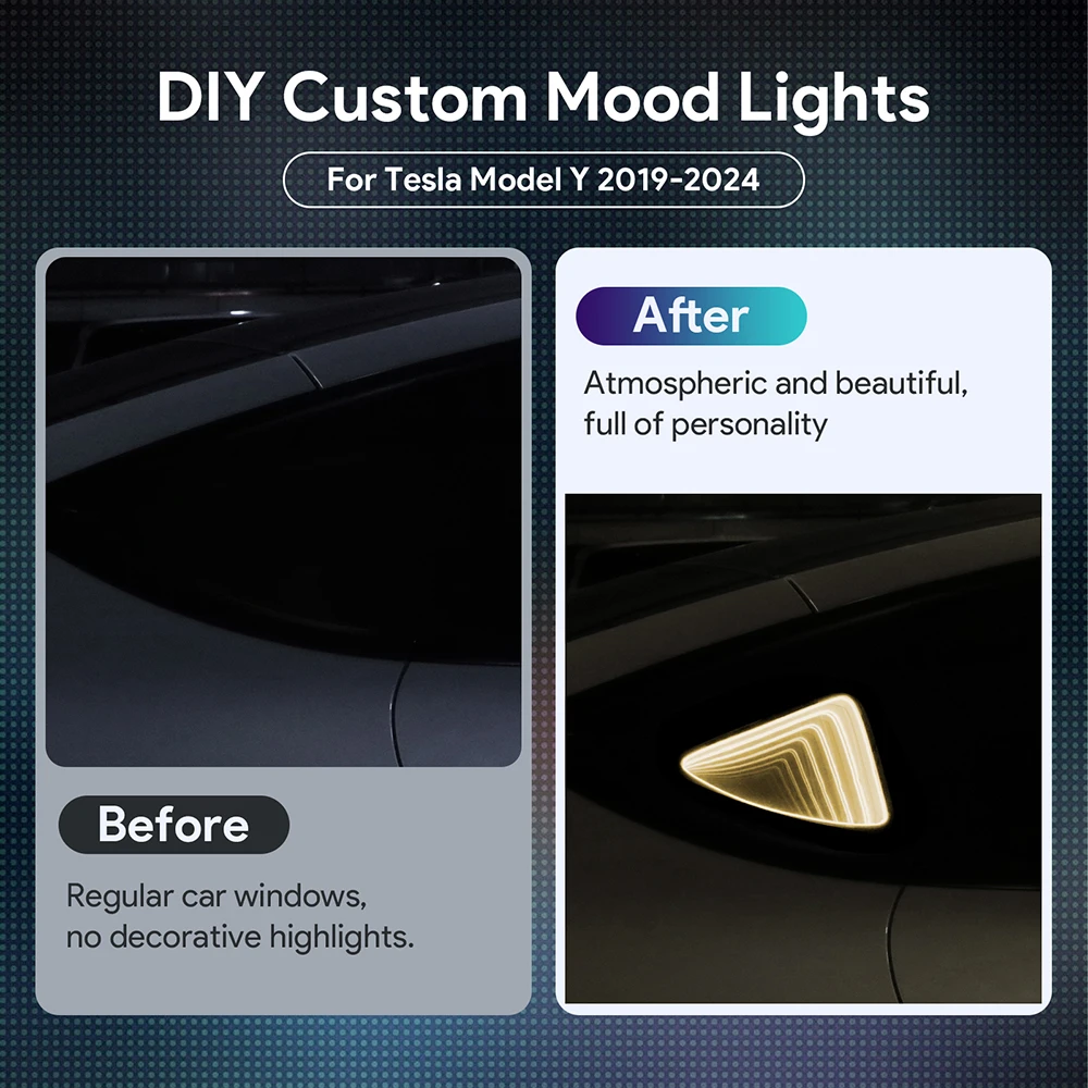 

For Tesla Model Y 2019 2020 2021 2022 2023 2024 Rear Window Triangle Trim Light High Quality Car Decoration Lamp Accessories