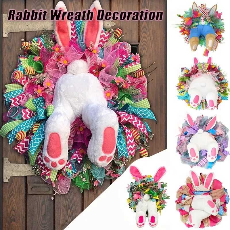 

Colorful Easter Rabbit Garlands Door Wreath Wall Oranments Bunny Easter Garlands Eggs Happy Easter Party Decor For Home 2022