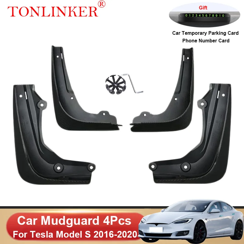 

TONLINKER Car Mudguard For Tesla Model S 2016 2017 2018 2019 2020 Mudguards Splash Guards Front Rear Fender Mudflaps Accessories