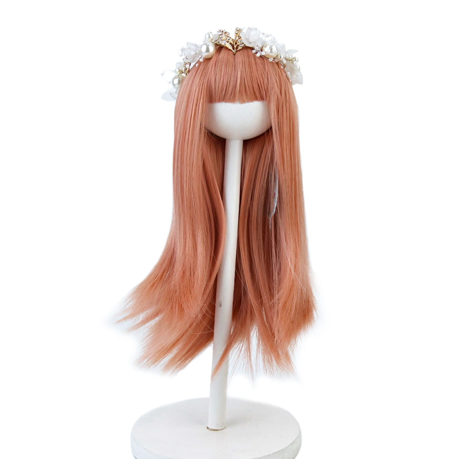 

Doll Wig Long Natural Straight With Bangs Heat Resistant Synthetic Fiber Girls Doll Hair For 18'' American Doll