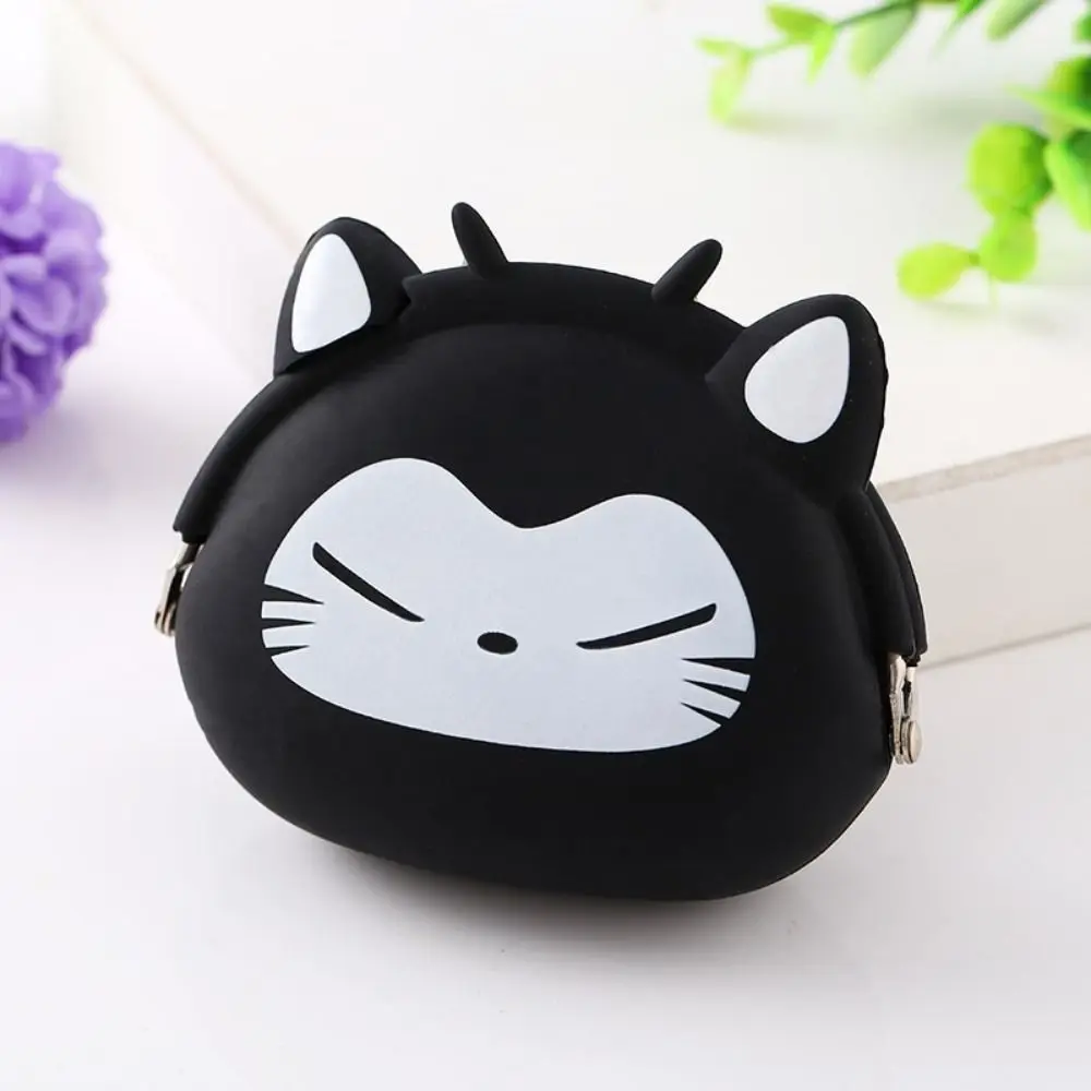 Cute Solid Color Cartoon Silicone Coin Purse Mini INS Small Animal Wallet Waterproof Portable Data Cable Storage Bag Gift