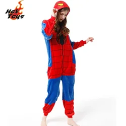 Spider Man Costume Pajamas Adult Spiderman Cosplay Costume Nightgown Home Flanne Hooded Sleepwear Jumpsuit Pajamas for Women Men