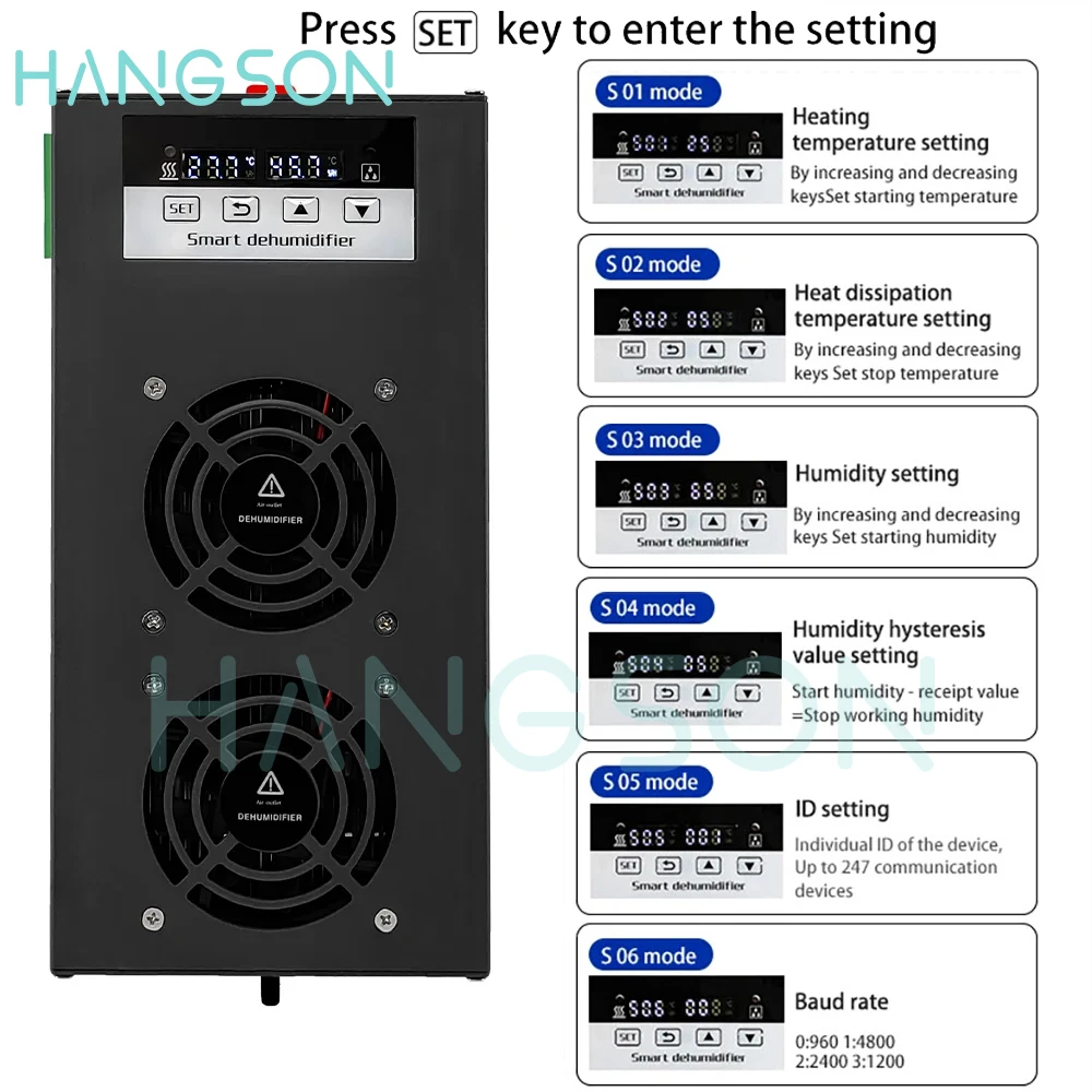 120W RS485 Smart Air Dryer With Heating Function Industrial Intelligent Auto peltier Dehumidifier For Cabinet