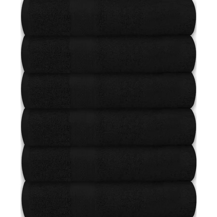 Toallas de baño Paquete de 6 24 x 50, 100 algodón Terry Suave, QuickDry amp Toallas negras altamente absorbentes para baño, spa, ducha, piscina