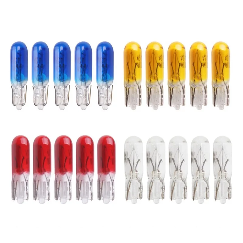 

10/20/30pcs White W2W T5 12v 1.2w Car Halogen Lamp Clear Red Instrument Lights Dashboard Bulb Auto Interior Light Car Styling