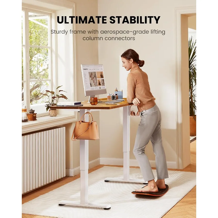 Height Adjustable Electric Standing Desk 40 x 24 Inches Sit Stand Up Desk for Small Home Office with Memory Function TwoPiece D