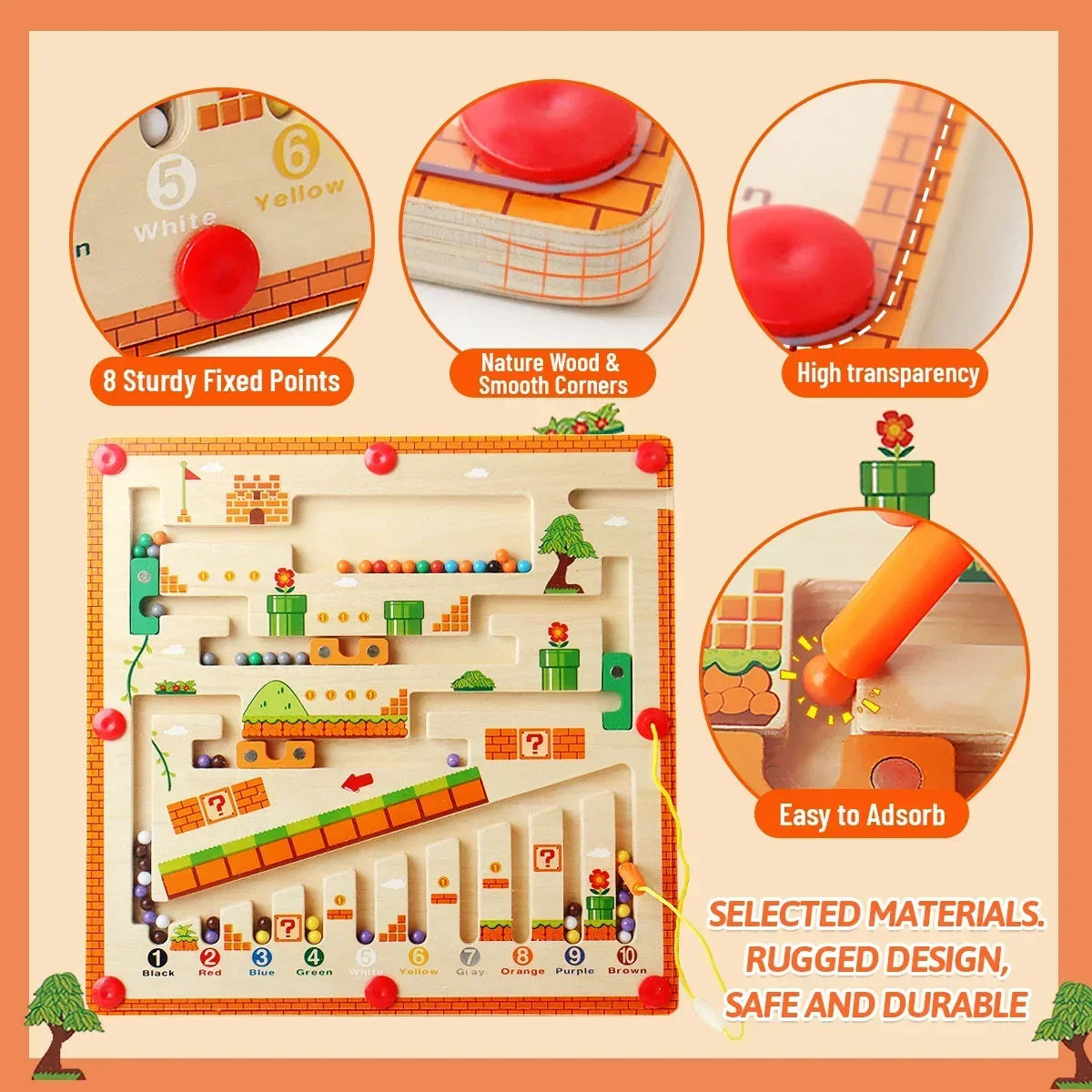 Juguetes Montessori, cuentas coloridas de madera, laberinto de números, juegos a juego, juegos educativos para bebés y niños, regalos de juego de reconocimiento de Color