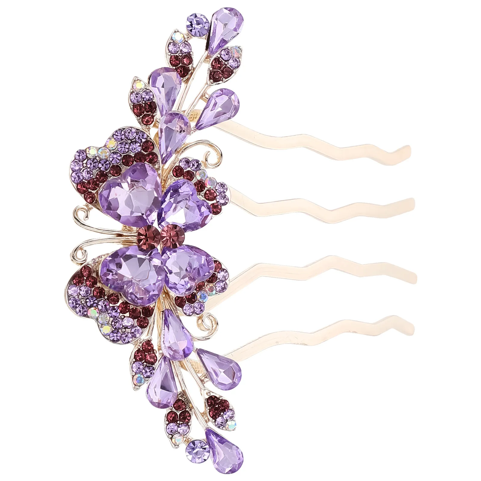 Hair Side Comb Wedding Bride Rhinestone Headpiece Lightweight Compact 4-Prong Hairpin Bridal Hair Accessories for Women Party