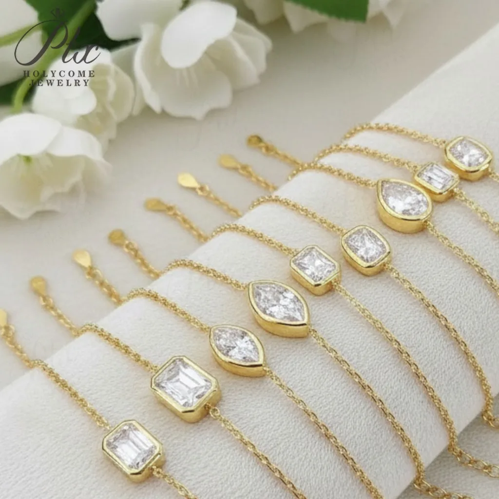 Luxury Moissanite Bracelet Assorted Cuts Round Pear Oval Heart Emerald Radiant Bright Shine Women Fashion Jewelry Premium Gift