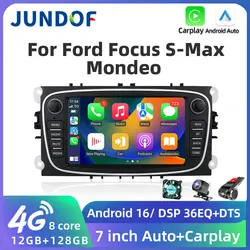 JUNDOF Android 2 Din Car Radio Multimedia Player 7'' 4G Autoradio GPS Carplay For Ford Focus S-Max Mondeo 9 Galaxy C-Max NO DVD