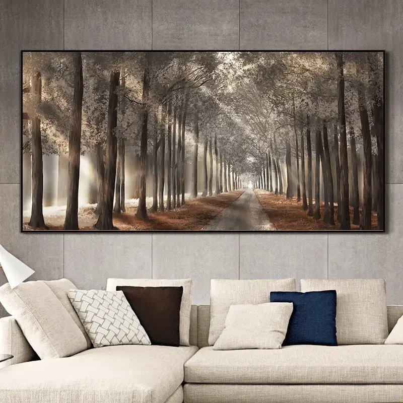 Large-sized 1pc frameless Canvas Painting 1pc Nature Sunshine Canvas Painting Trees Poster Landscape Forest Wall Art Pictures  S
