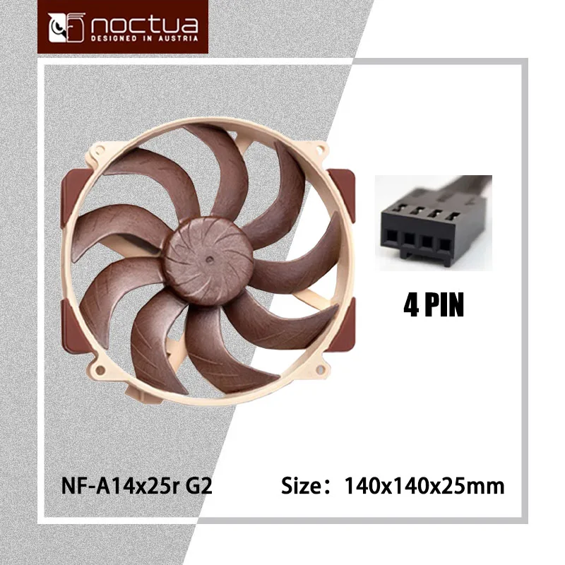 NOCTUA NF-A14x25r G2 PWM 140mm bingkai kipas pendingin 4PIN PWM