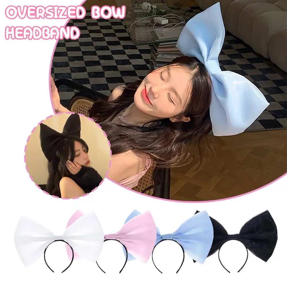 Oversized Big Bow Bowknot Headwear Women Headband Girls Vintage Bow Hair Bands Hairband For Party Hair Accessories V4k1