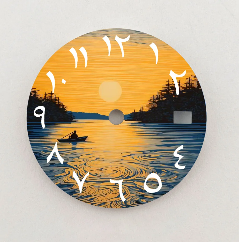 28.5mm Dial NH35 Dial Lake Sunset Series Arabic numeral Dial High-Quality Dial Custom LOGO Suitable For NH35/36 Movemen