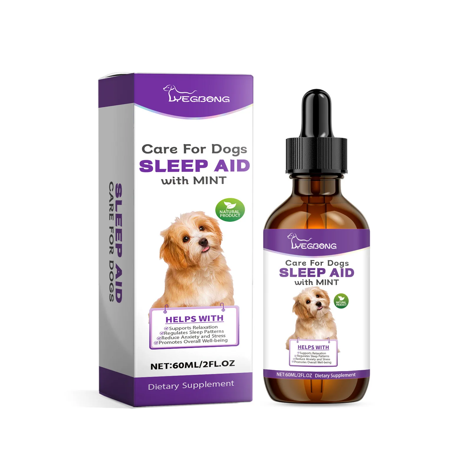 

60ml Pet Sleep Drops for Dogs - Calming Sleep Aid Supplement - Enhance Your Dog's Nighttime Rest and Relaxation