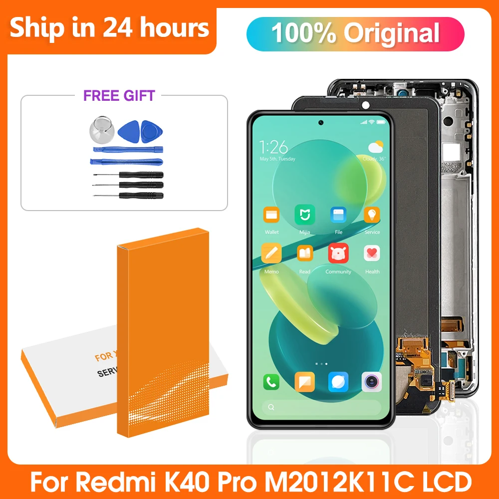 

6.67"Original For Xiaomi Redmi K40 K40Pro Display LCD Touch Screen Digitizer Assembly With Frame For Xiaomi M2012K11AC M2012K11C