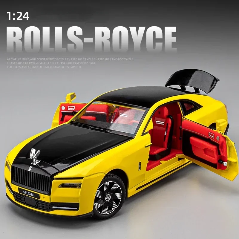 1:24 Rolls-Royce SPECTRE Alloy Diecast Car Model Toy Limousine Pull Back Sound Light Advanced Decorative Toys for Boy ﻿C505