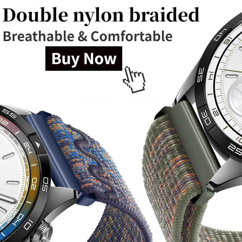 Huawei Watch 5 4 GT5 GT4-3、Samsung Watch 7 6 5 4 40/44mm、Amazfit BIP 6対応 22mm 20mm ナイロンループバンド リストバンド ブレスレット