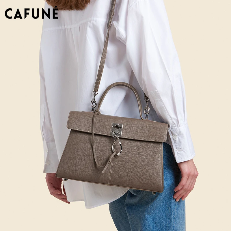 2024 CAFUNE Women\'s vintage Briefcase stance wallet shoulder crossbody commuter carry Bag Messenger Handbag bolsas femininas