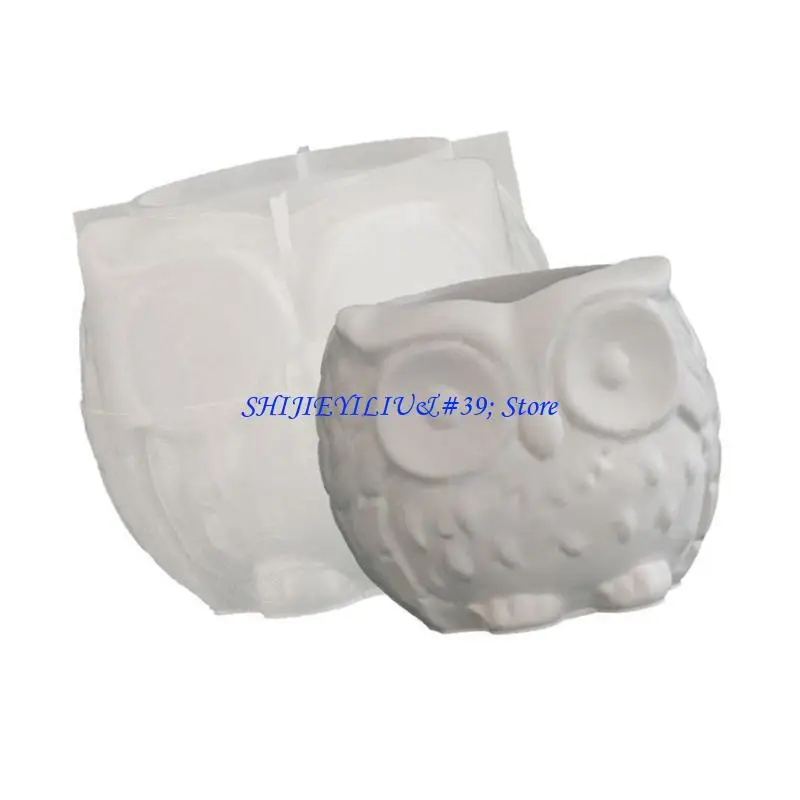 

E21F Artistic Silicone Owl Mold For Crafting Decorative Bowl Jewelry Storage Jar with Lid Mold Planter Mould