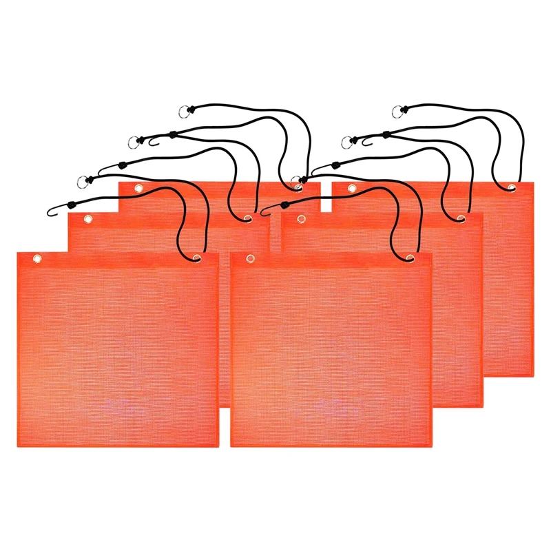 

LUDA 6Pcs 18X18 Inch Mesh Safety Flags Orange Warning Flag Bungee Safety Flag Good Visibility Weatherproof Flag With Grommets