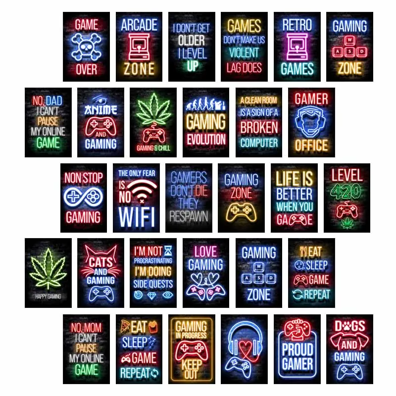 

10/30pcs Funny Game Quotes Wall Collage Kit Pictures Room Decoration Posters Cards for Teen Girl Vintage Postcards Photo Prop