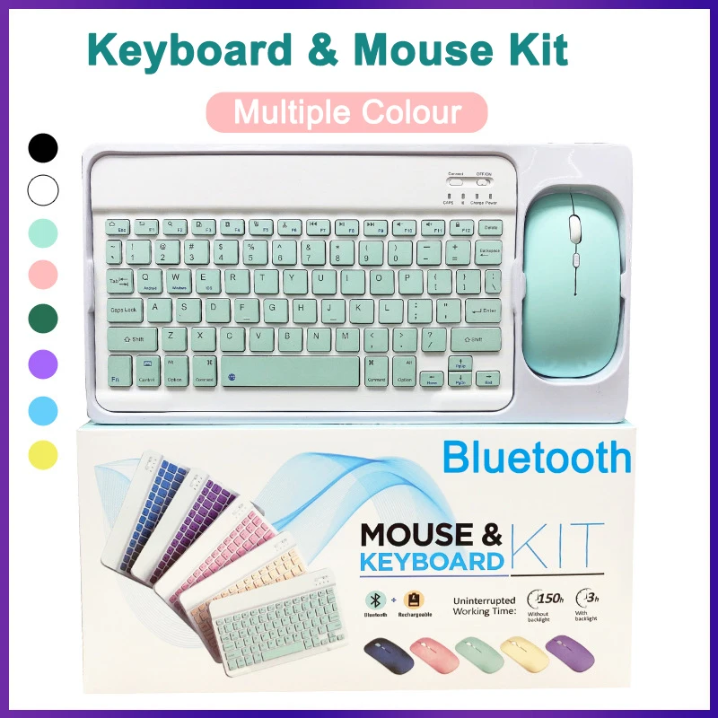 

Mini Wireless Keyboard And Mouse Kit Portable Bluetooth Keyboard Mouse Combo Multimedia Keyboard Mause For Android ios Windows