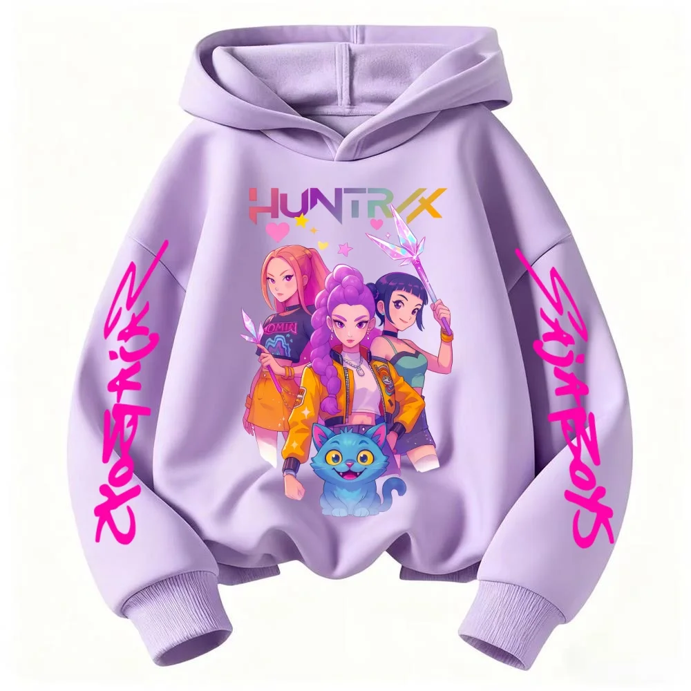 

Корейская версия 2025 года, детская толстовка KPop Demon Hunter, одежда для девочек, модная одежда для мальчиков, осенне-зимняя удобная одежда