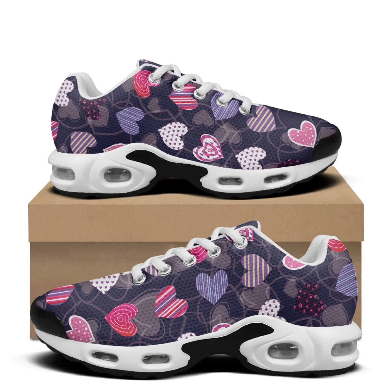 

XIXIRIMIDO Cartoon Heart Air-Cushioned Sneakers Women's Running Shoes Men's Commuter Shoes Lightweight Breathable Soft Comfort
