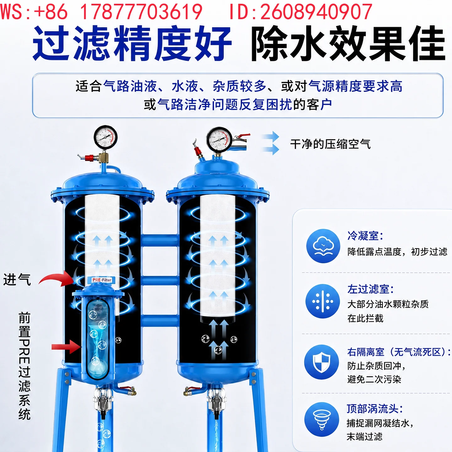 Air compressor oil-water separator foundation system -10- automatic drainage - quick disassembly model